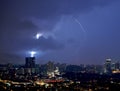 Lightning Strike in the sky in Kuala Lumpur, Malaysia.