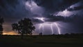 lightning in the sky _A stunning image of a big lightning bolt in the sky, creating a contrast of light and dark. Royalty Free Stock Photo