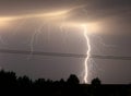 Lightning in the sky during a thunderstorm Royalty Free Stock Photo