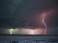 Lightning in the sky during a thunderstorm with dark clouds Royalty Free Stock Photo