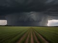 Lightning in the sky during a thunderstorm with dark clouds Royalty Free Stock Photo