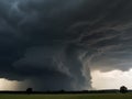 Lightning in the sky during a thunderstorm with dark clouds Royalty Free Stock Photo