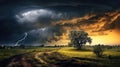 lightning spring storm Royalty Free Stock Photo