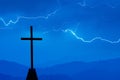 Lightning Storm behind a cross Royalty Free Stock Photo