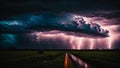 Lightning storm clouds landscape weather dark nature stormy danger Royalty Free Stock Photo