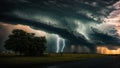 Lightning storm clouds landscape Royalty Free Stock Photo