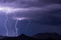 Lightning storm with double bolt strike at night Royalty Free Stock Photo