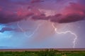 Lightning storm with dramatic sky at sunset Royalty Free Stock Photo