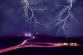 Lightning Storm On the Hill Royalty Free Stock Photo