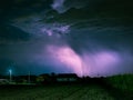 Lightning storm lits up the sky at night Royalty Free Stock Photo