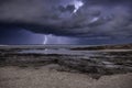 Lightning storm om Mediterranean Sea Royalty Free Stock Photo