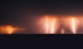 Lightning storm over Black sea near Royalty Free Stock Photo