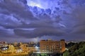 Lightning storm over the city Royalty Free Stock Photo