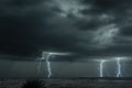 Lightning storm over field in Oklahoma Royalty Free Stock Photo