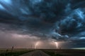 Lightning storm over field in Roswell New Mexico Royalty Free Stock Photo