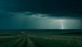 Lightning Storm Over Flatlands: A Dramatic Nightscape Royalty Free Stock Photo