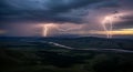 Lightning Storm Over Landscape Dramatic Sky, Thunder, Nature Royalty Free Stock Photo