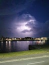 Lightning storm over llanelli Royalty Free Stock Photo