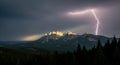 Lightning Storm Over Mountains Dramatic Landscape Photography Royalty Free Stock Photo