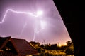 Lightning storm over a residential area