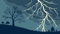 Lightning storm over tree, dramatic weather , nature force vector design Generative AI Royalty Free Stock Photo