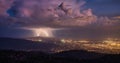 Lightning storm over Tucson, Arizona during monsoon season. Royalty Free Stock Photo