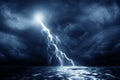 Lightning storm sea near Royalty Free Stock Photo