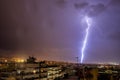 Lightning storm strikes the city of Thessaloniki, Greece Royalty Free Stock Photo