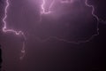lightning storm, summer storm, lightning and thunder in purple colors Royalty Free Stock Photo