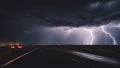 lightning in the storm He was driving on the highway, heading to his destination. He saw the storm clouds and lightning