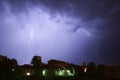 Lightning storm during a winter night Royalty Free Stock Photo