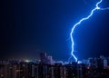 Lightning strike in the city Royalty Free Stock Photo