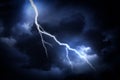 Lightning strike on a cloudy dark sky. Royalty Free Stock Photo