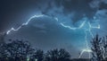 Lightning strike on a cloudy dramatic stormy sky Royalty Free Stock Photo