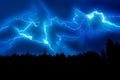 Lightning strike on a dark blue sky Royalty Free Stock Photo