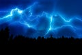 Lightning strike on a dark blue sky Royalty Free Stock Photo