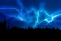 Lightning strike on a dark blue sky Royalty Free Stock Photo