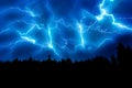 Lightning strike on a dark blue sky Royalty Free Stock Photo