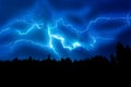 Lightning strike on a dark blue sky Royalty Free Stock Photo