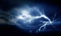 Lightning strike on the dark cloudy sky. Royalty Free Stock Photo