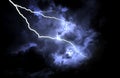 Lightning strike on the dark cloudy sky. Royalty Free Stock Photo