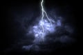 Lightning strike on the dark cloudy sky. Royalty Free Stock Photo