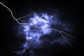 Lightning strike on the dark cloudy sky. Royalty Free Stock Photo