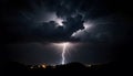 Lightning strike on the dark cloudy sky. Night thunder-storm Royalty Free Stock Photo