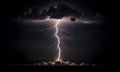 Lightning strike on the dark cloudy sky. Night thunder-storm Royalty Free Stock Photo