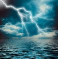 Lightning strike on the dark cloudy sky Royalty Free Stock Photo