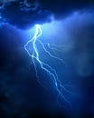 Lightning strike on the dark cloudy sky Royalty Free Stock Photo