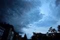 Huge thundercloud darkens the sky Royalty Free Stock Photo