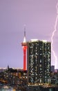 lightning strike the Macao tower Royalty Free Stock Photo