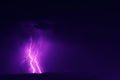 Lightning strike in the night sky